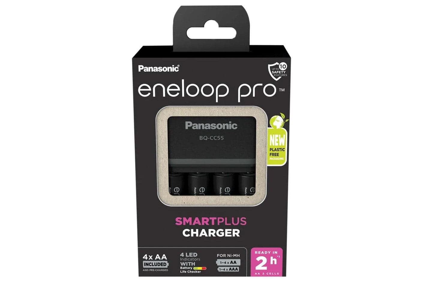 Panasonic ENELOOP BQ-CC55 UK Plug-in Charger with 4x AA 2500mAh Rechargeable Batteries