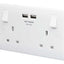 British General Round Edge 13A 2 Gang Switched Socket with 2x USB-A 3.1A - White - maplin.co.uk