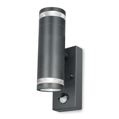 4lite Marinus GU10 Bi-Directional Outdoor Wall Light with PIR - Anthracite Single
