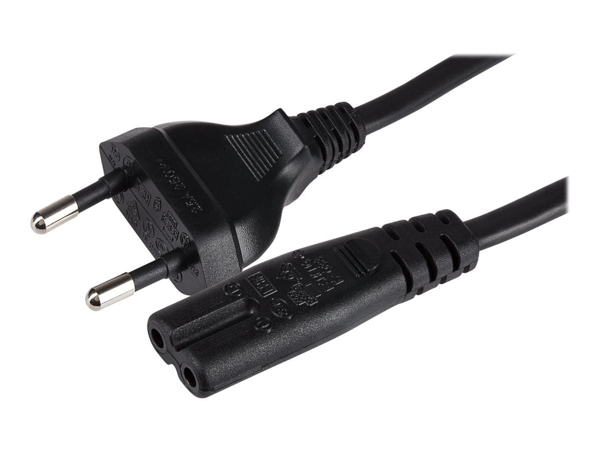 Maplin Power Lead IEC C7 Fig 8 2 Pin Plug to Euro 2 Pin Plug - 2m (Not Fused)