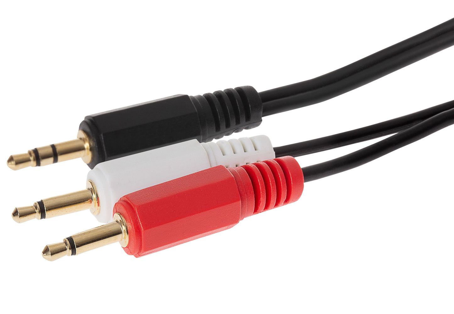 Maplin 3.5mm Aux Stereo 3-Pole Jack Plug to Twin Mono 3.5mm 2-Pole Jack Plug Cable - Black, 2m - maplin.co.uk