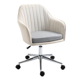 ProperAV Extra Leisure Linen Fabric Swivel Scallop Shape Office Chair with Wheels - Beige - maplin.co.uk
