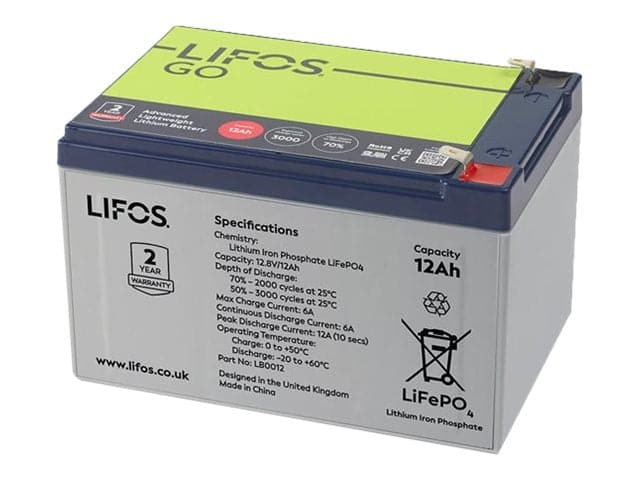 Lifos Go 12V 12Ah Lithium Iron Phosphate LiFePO4 Battery