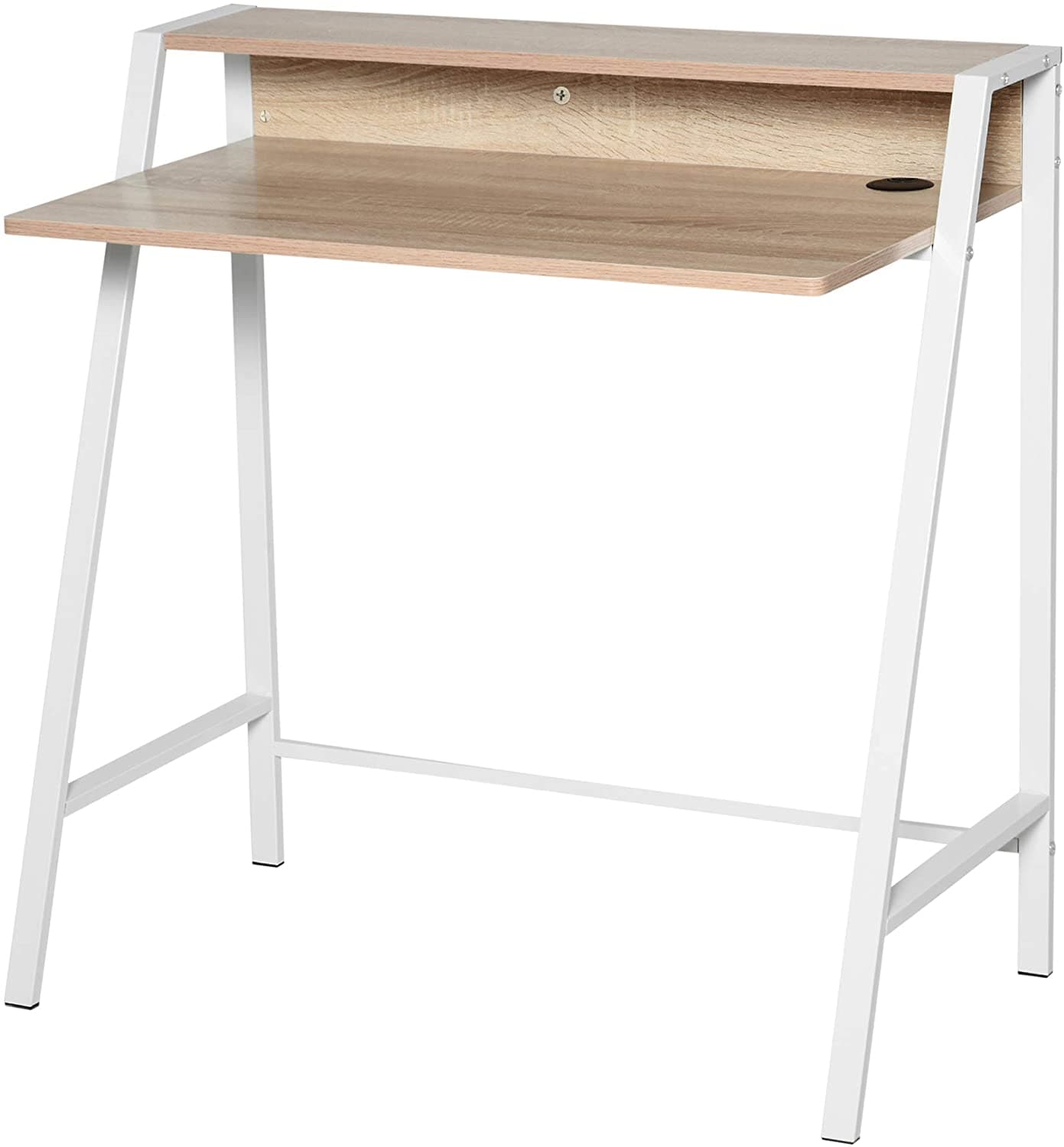 ProperAV Extra Computer Desk with Elevated Storage Shelf