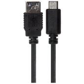 Maplin PRO USB-C Male to USB-A 3.1 Female Gen 2 60W Super Speed Data Transfer & Charging Adapter Cable - Black, 1m - maplin.co.uk