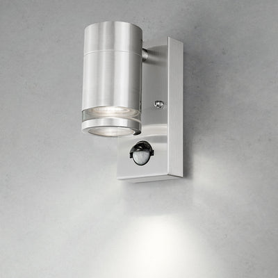 4lite Marinus GU10 Single Direction Outdoor Wall Light with PIR - Stainless Steel