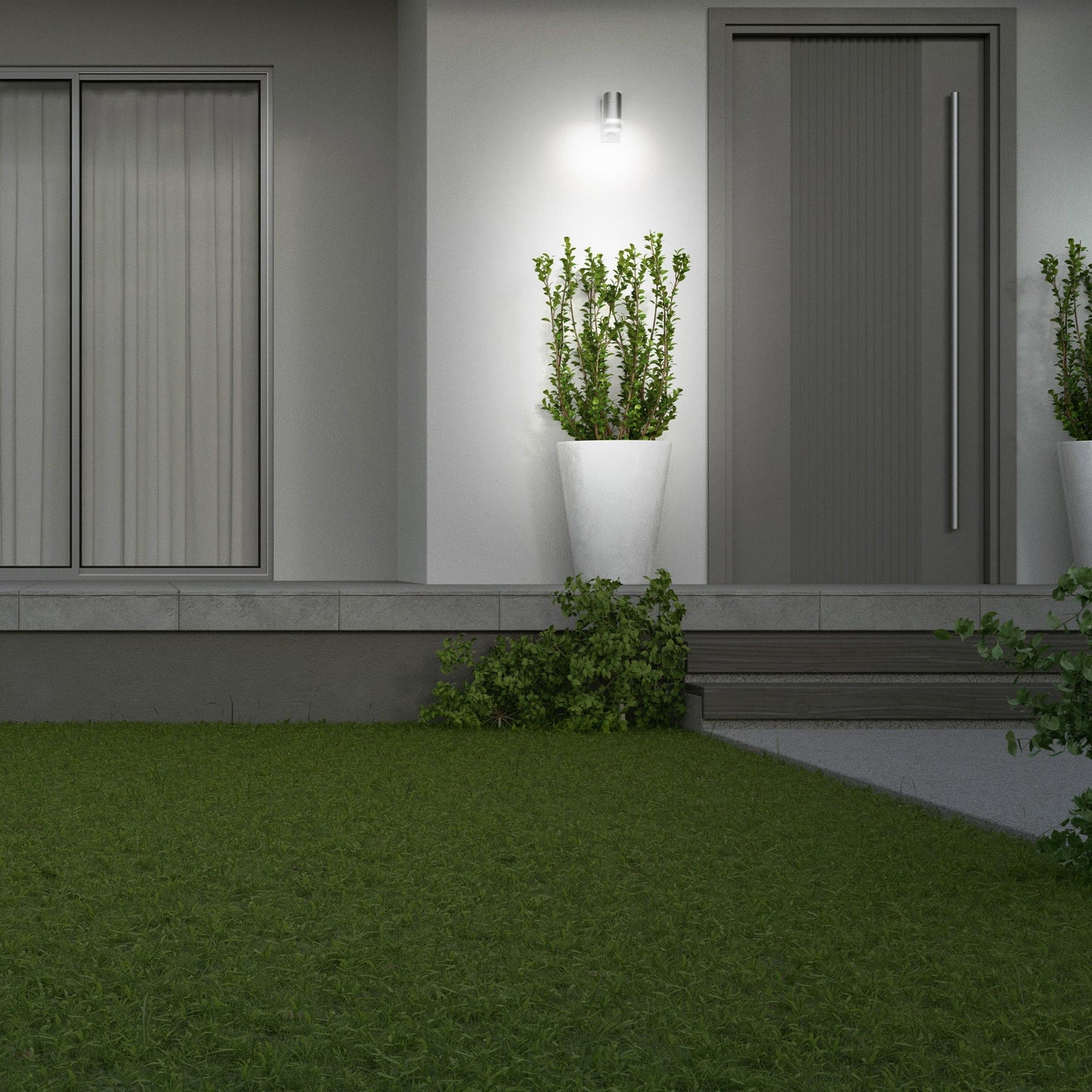 4lite Marinus GU10 Single Direction Outdoor Wall Light with PIR - Stainless Steel