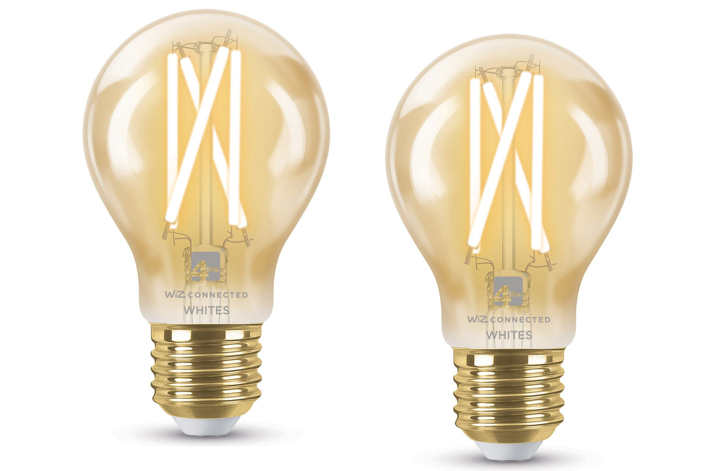 4lite WiZ Connected A60 Filament Amber WiFi LED Smart Bulb - E27 Large Screw Pack of 2