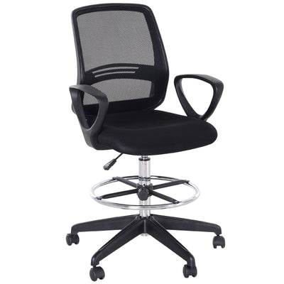 ProperAV Extra Tall Ergonomic Back Office Chair with Adjustable Height Footrest and 360° Swivel - Black - maplin.co.uk