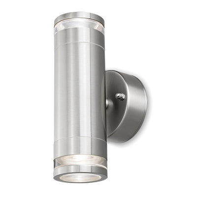 4lite Marinus GU10 Bi-Directional Outdoor Wall Light without PIR - Stainless Steel Single