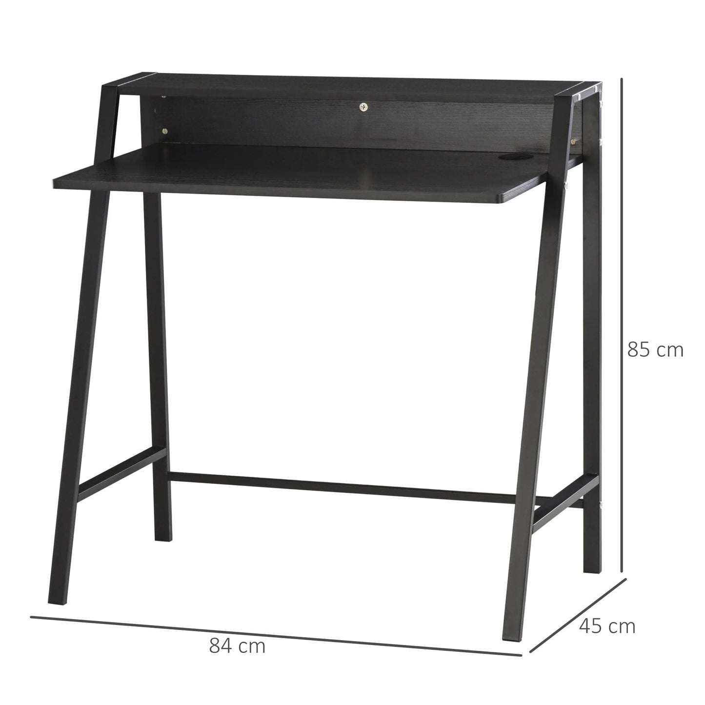 ProperAV Extra Computer Desk with Elevated Storage Shelf