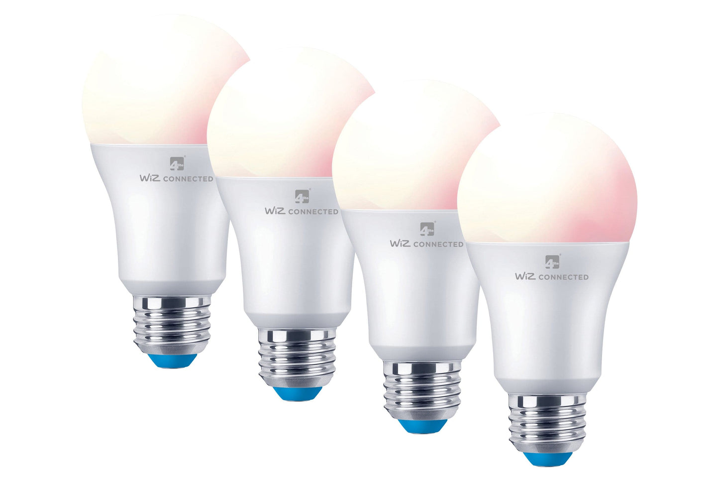 4lite WiZ Connected A60 Dimmable Multicolour WiFi LED Smart Bulb - E27 Large Screw Pack of 4