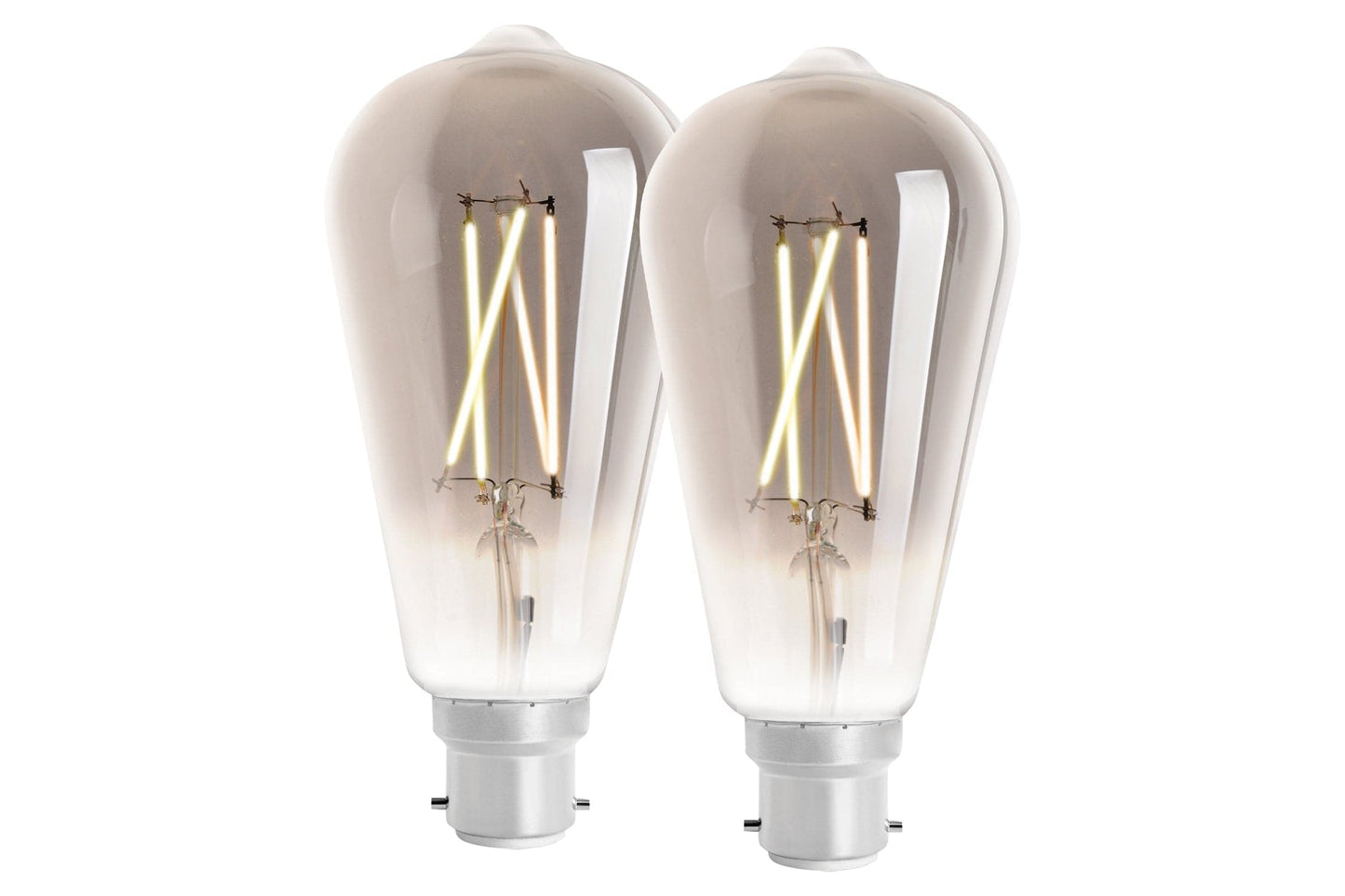 4lite WiZ Connected ST64 Smoky White WiFi LED Smart Bulb - B22 Bayonet Pack of 2