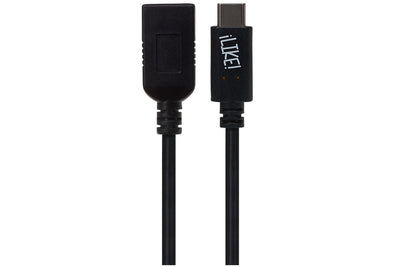 Maplin USB-C to USB-A 3.1 Gen 1 Female Adapter - Black, 14cm