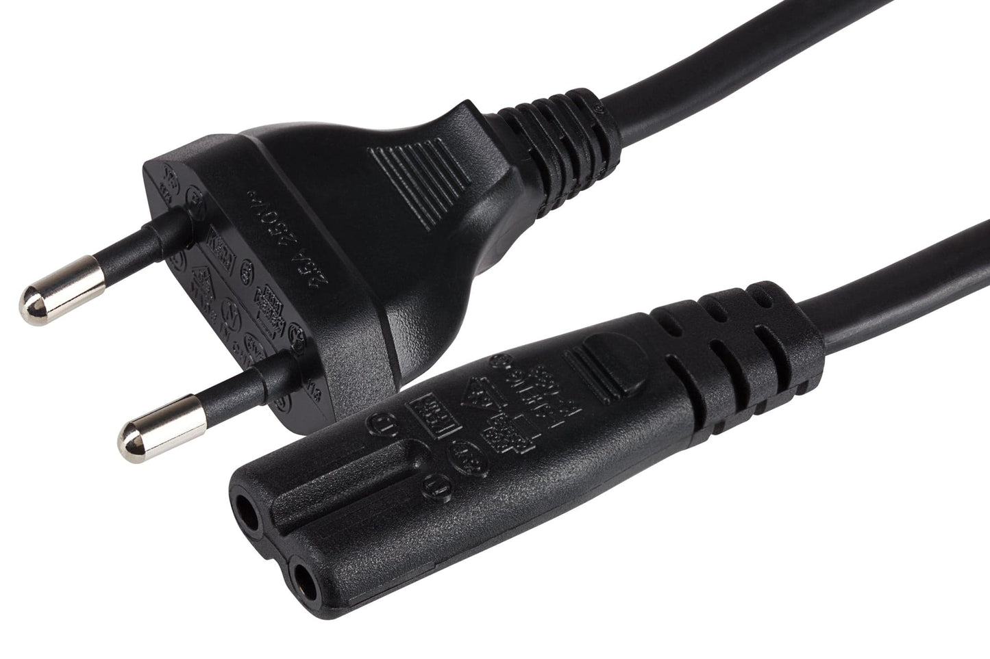 Maplin Power Lead IEC C7 Fig 8 2 Pin Plug to Euro 2 Pin Plug - 2m (Not Fused)