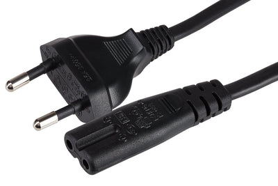 Maplin Power Lead IEC C7 Fig 8 2 Pin Plug to Euro 2 Pin Plug - 2m (Not Fused)