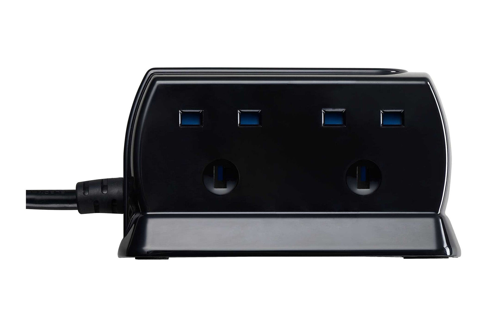 Masterplug 2m 4 Socket 13A plus 2x USB-A Ports Extension Cable Lead - Black - maplin.co.uk
