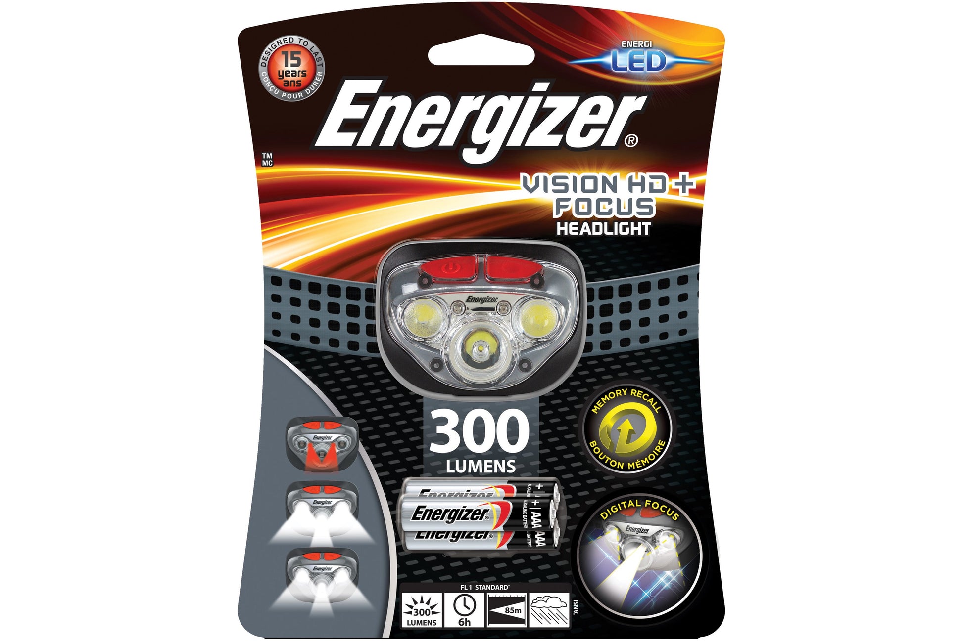 Energizer Vision HD+ Focus 300 Lumens LED Head Torch with 3x AAA Batteries - maplin.co.uk