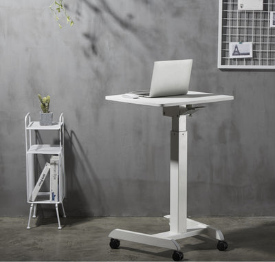 ProperAV Mobile Sit-Stand Desk Workstation - White - maplin.co.uk