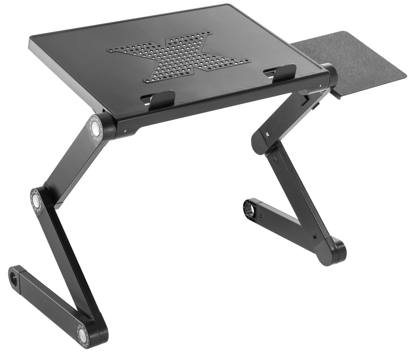 ProperAV Laptop, Tablet or Monitor Riser Stand with Extending Legs & Mouse Pad Side Mount - Black - maplin.co.uk