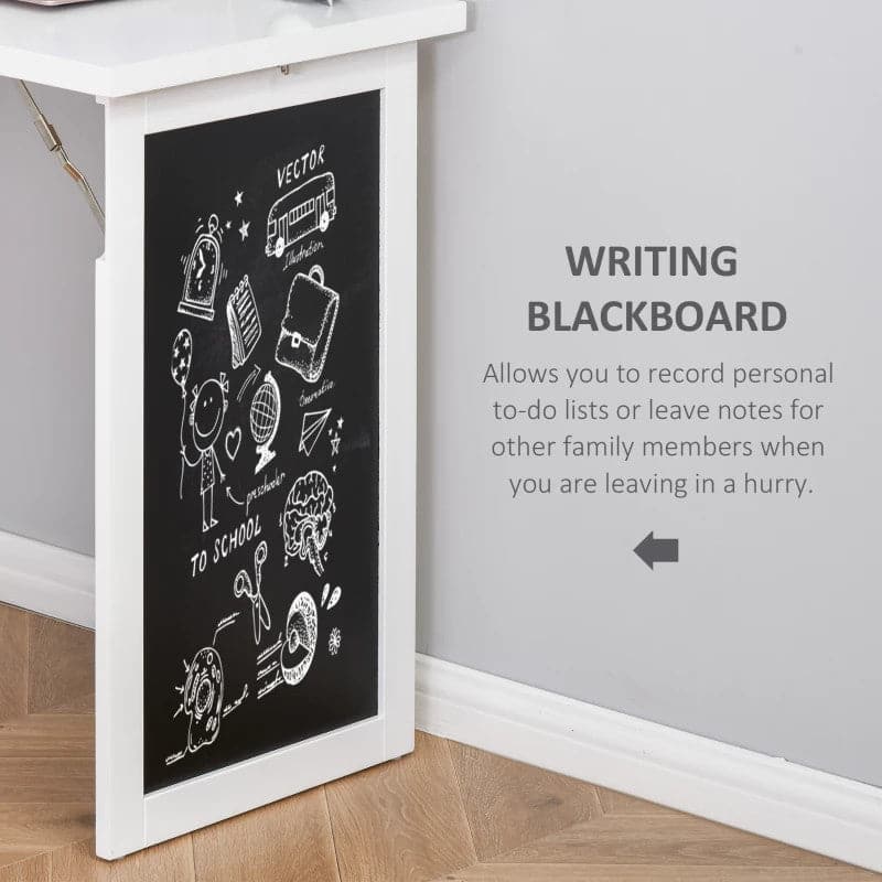 ProperAV Extra Fold-Out Convertible Home Office Desk with Wall Mount Cabinet & Blackboard