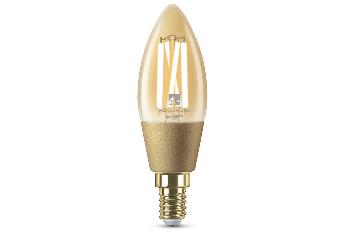 4lite WiZ Connected C35 Candle Filament Amber WiFi LED Smart Bulb - E14 Small Screw Single