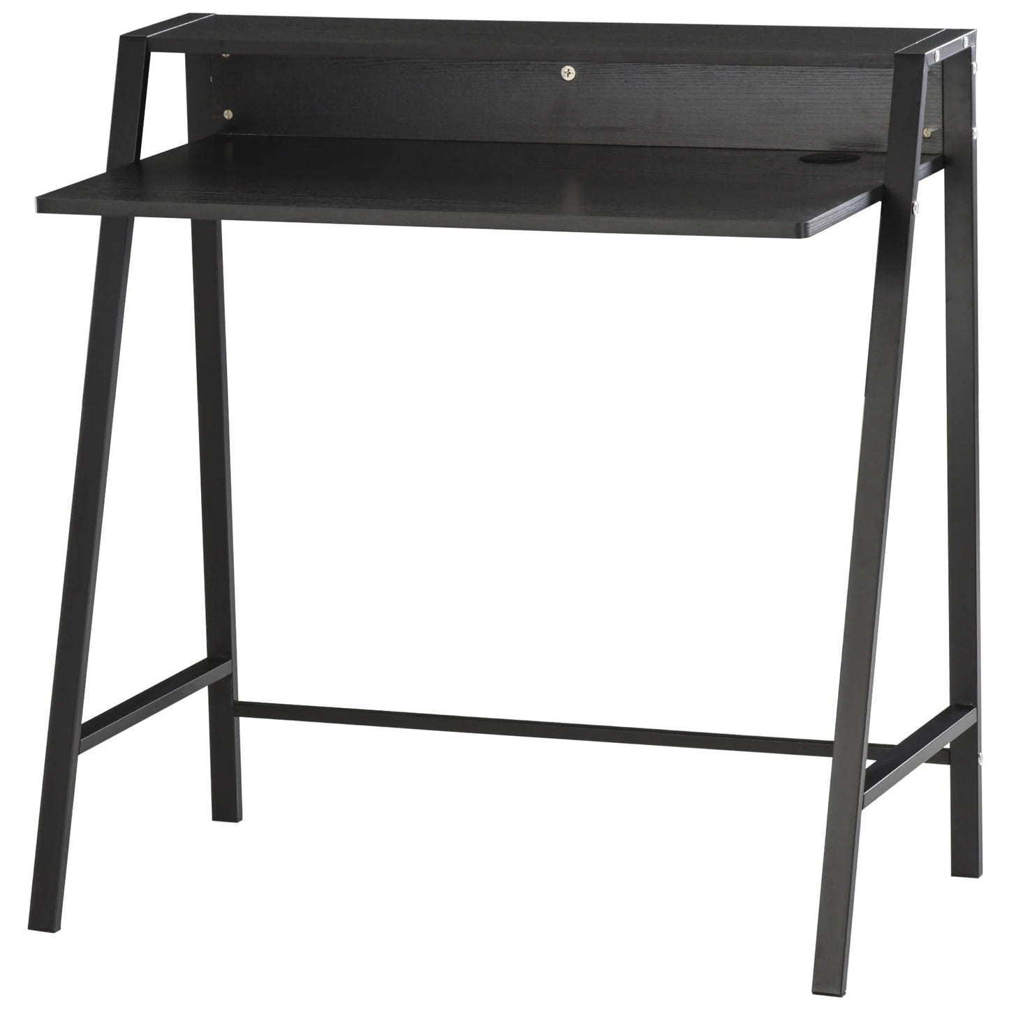ProperAV Extra Computer Desk with Elevated Storage Shelf