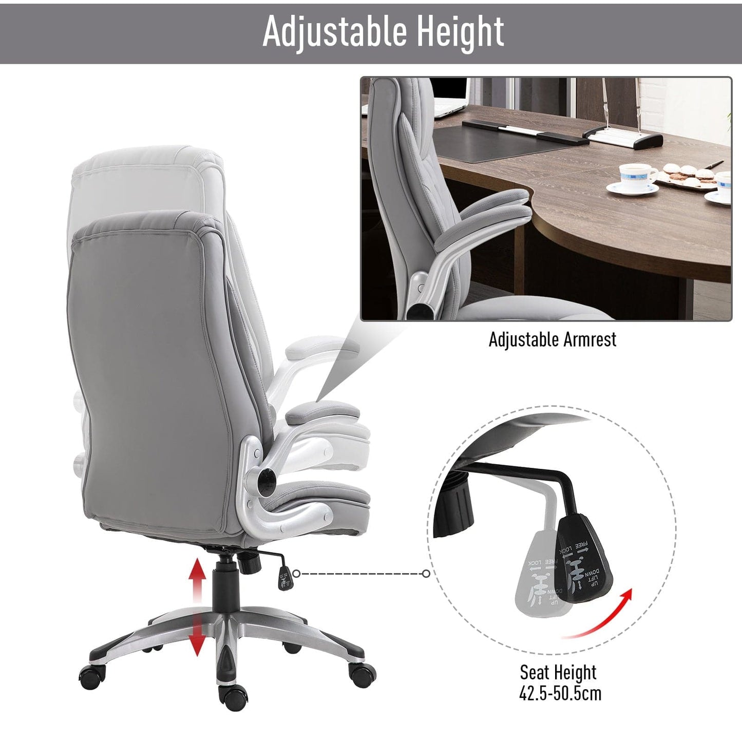 ProperAV Extra PU Leather Ergonomic Swivel Office Chair with Headrest