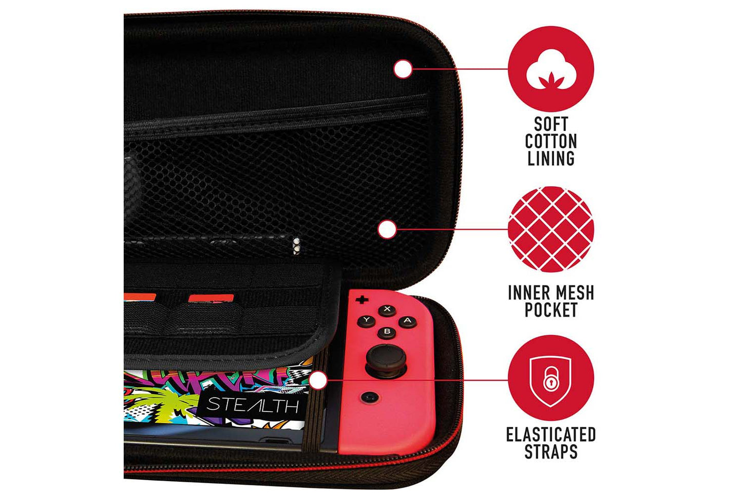 Stealth Ultimate Travel Kit for Nintendo Switch with Case & Charge Cable - Black - maplin.co.uk