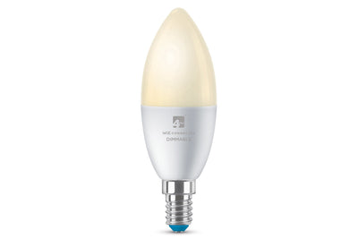 4lite WiZ Connected C37 Candle Dimmable Warm White WiFi LED Smart Bulb - E14 Small Screw Single