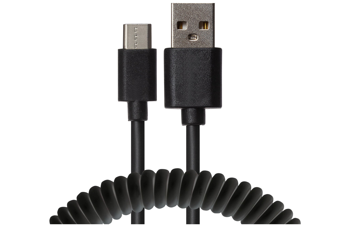 Maplin USB-A to Micro USB-B Coiled Curly Cable - Black, Extends to 1m - maplin.co.uk