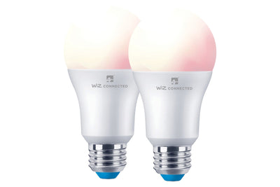 4lite WiZ Connected A60 Dimmable Multicolour WiFi LED Smart Bulb - E27 Large Screw Pack of 2