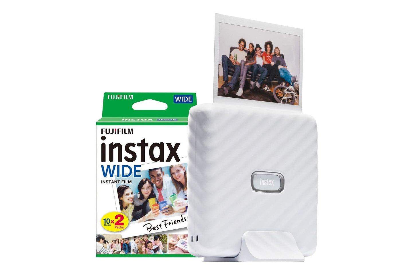 Fujifilm Instax Link Wide Printer - Ash White Printer + 20 Shot Pack
