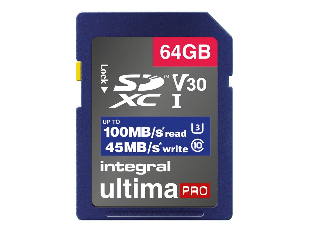 Integral 64GB 100MB/s V30 UHS-1 U3 CL10 SDXC Memory Card - maplin.co.uk