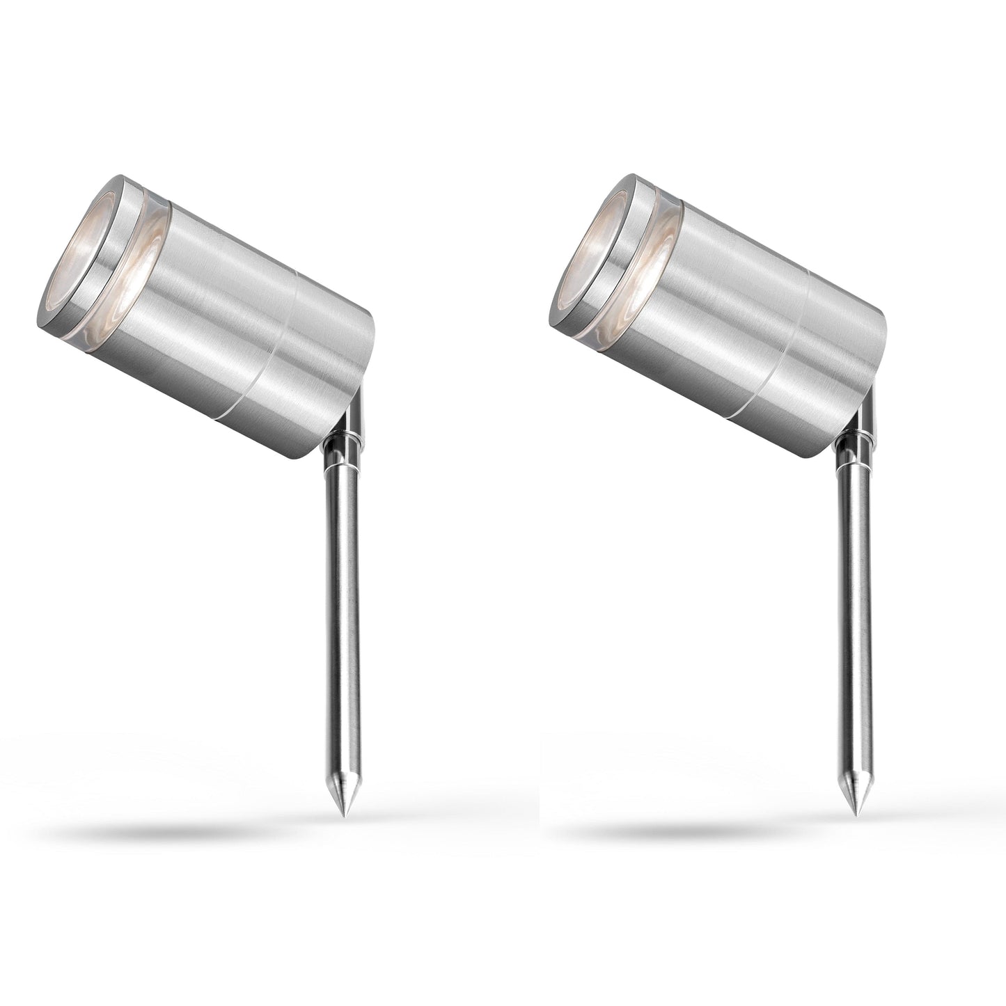 4lite Marinus GU10 Outdoor Garden Spike Light - Stainless Steel Pack of 2