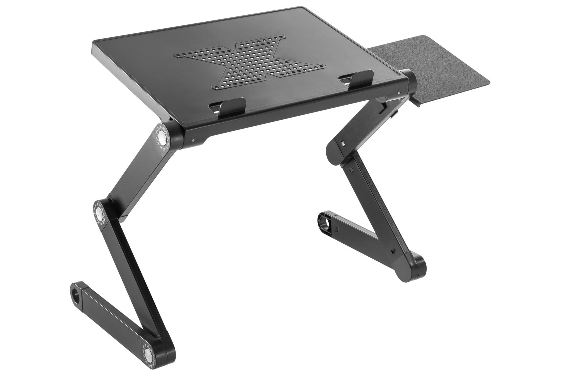 ProperAV Laptop, Tablet or Monitor Riser Stand with Extending Legs & Mouse Pad Side Mount - Black - maplin.co.uk