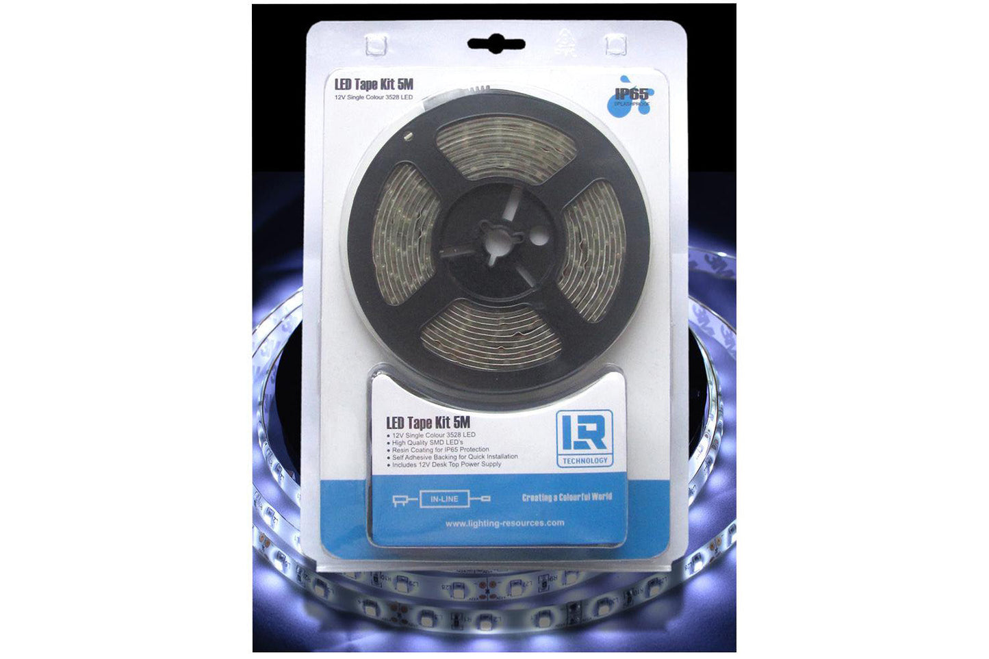 LR Technology Splash-Proof LED Tape Strip Light Kit - White, 5m - maplin.co.uk