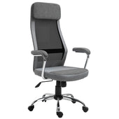 ProperAV Extra Linen-Feel Mesh Fabric High Back Swivel Office Chair - Grey - maplin.co.uk