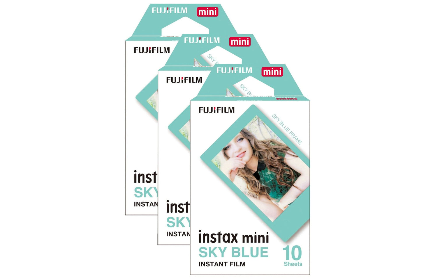 Fujifilm Instax Mini Border Instant Photo Film - Sky Blue Pack of 30