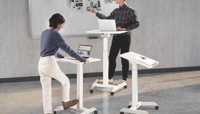 Standing desks in an office