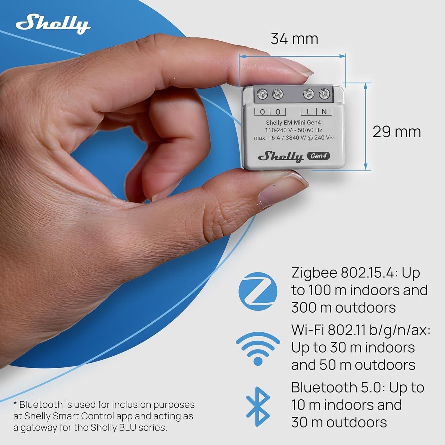 Shelly EM Mini Gen4 WiFi/Zigbee-Operated 16A Smart Energy Monitoring Device