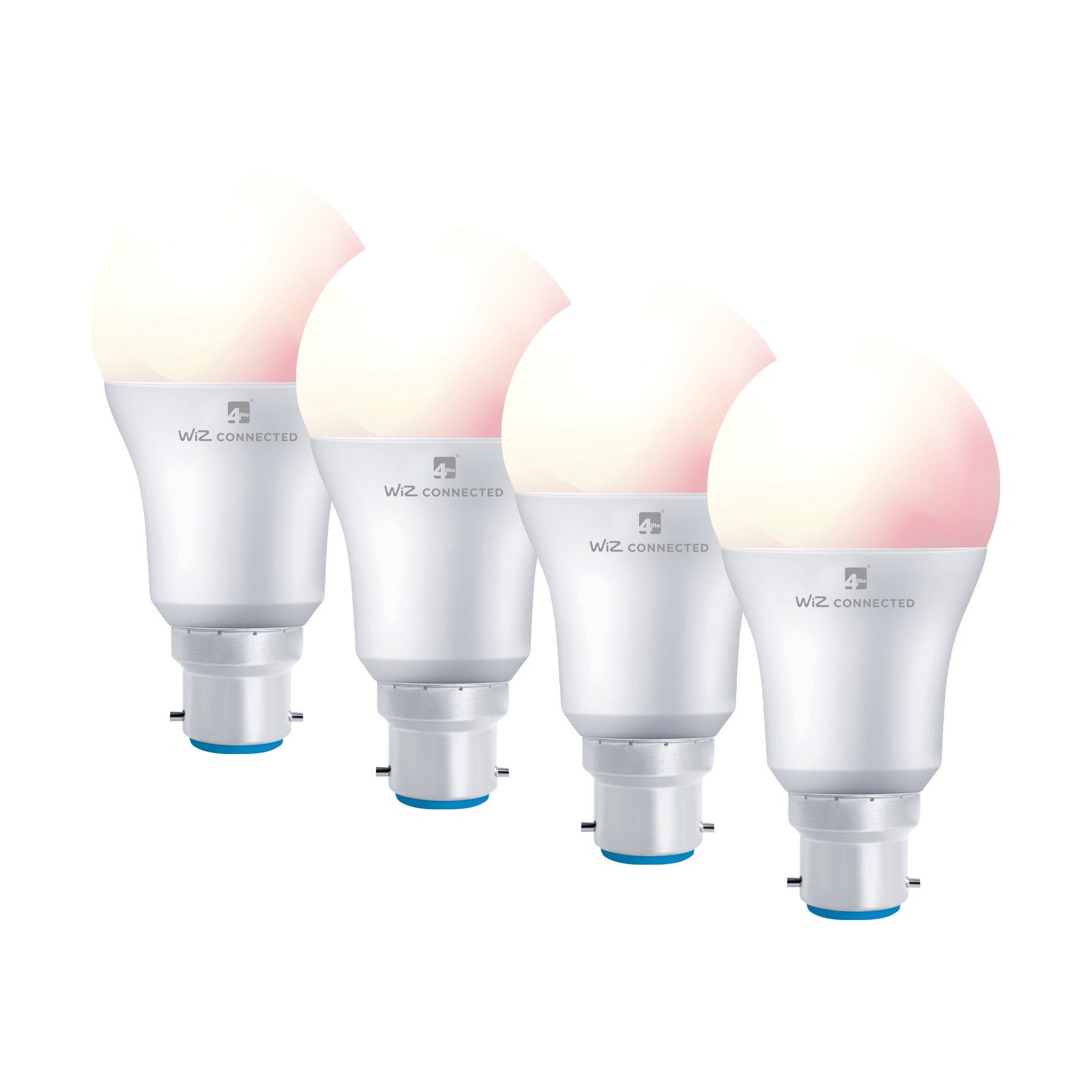 4lite WiZ Connected A60 Dimmable Multicolour WiFi LED Smart Bulb - B22 Bayonet, Pack of 4 - maplin.co.uk