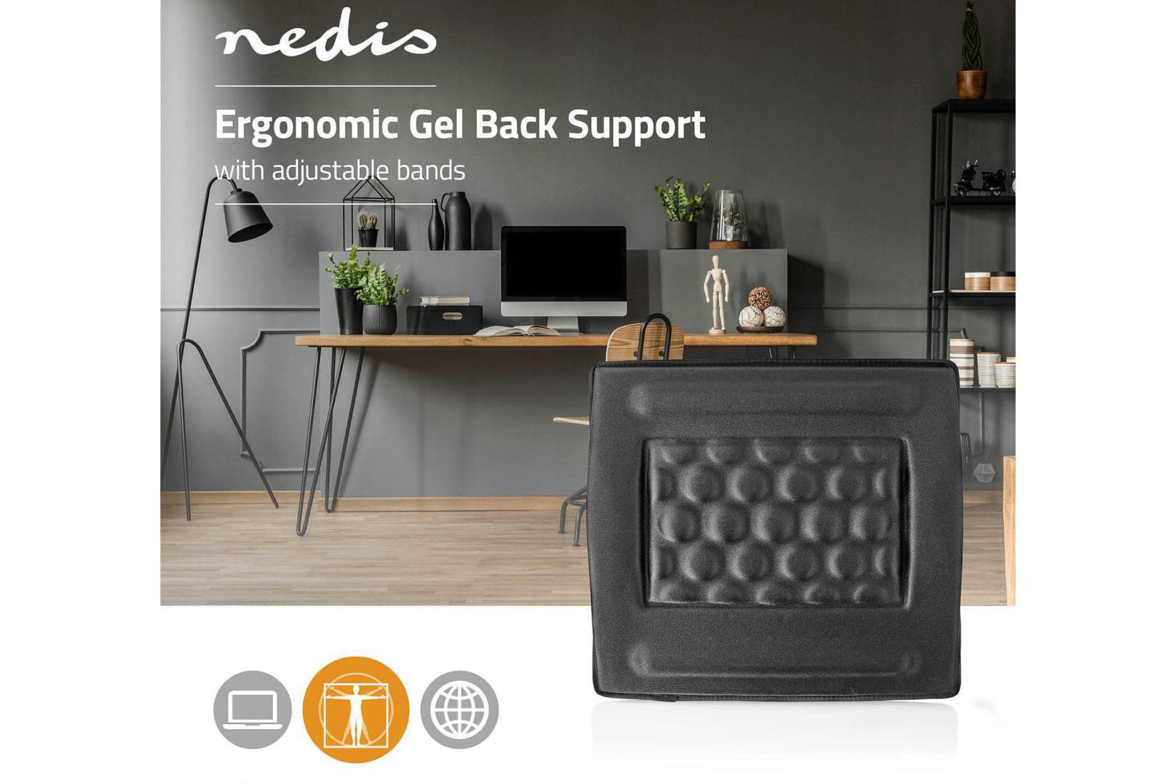 Nedis Ergonomic Chair Back Support - Black - maplin.co.uk