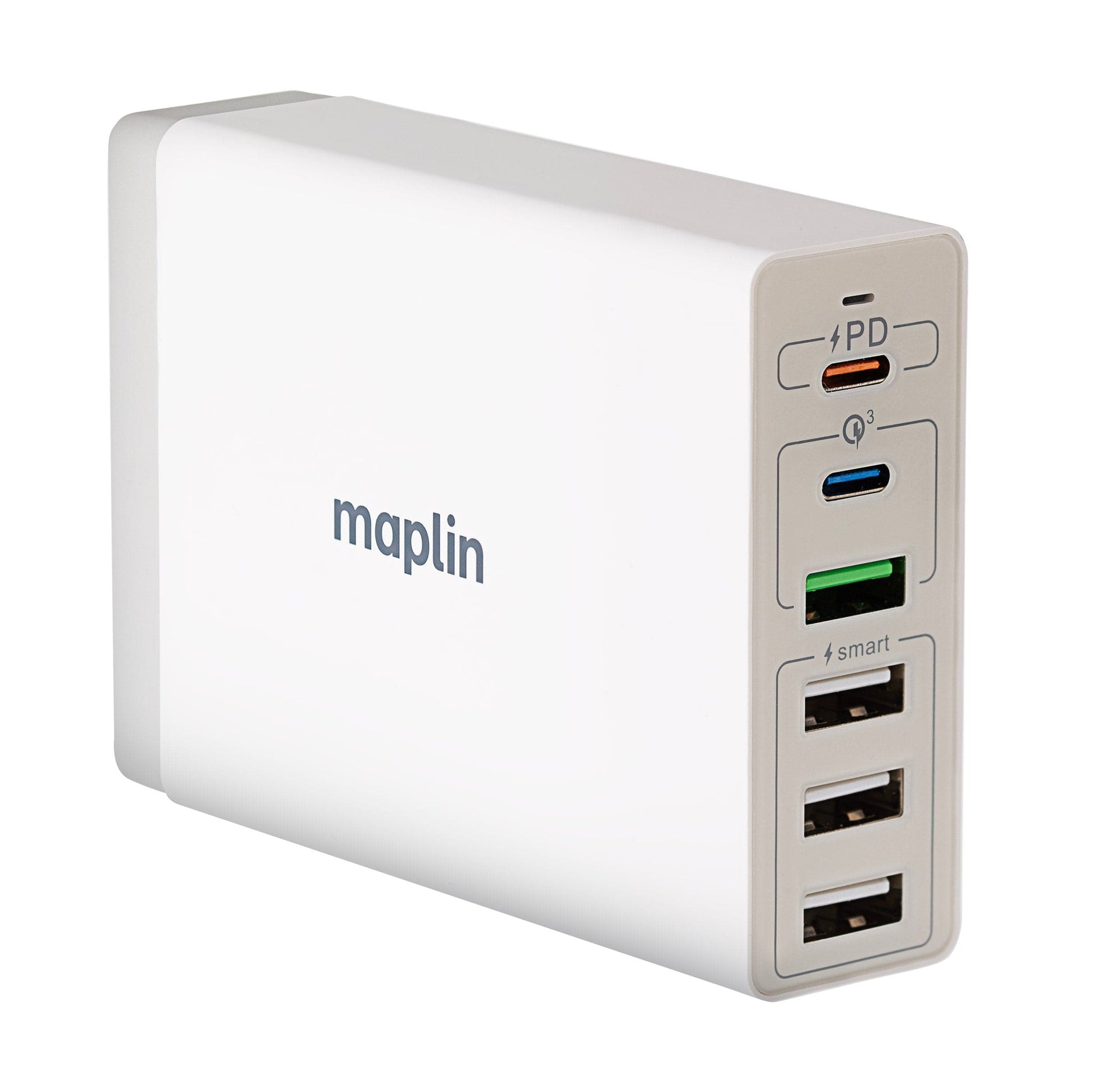 Maplin 6 Port USB Charging Station 4x USB-A / 2x USB-C 65W High Speed Charging with 1m Cable - maplin.co.uk