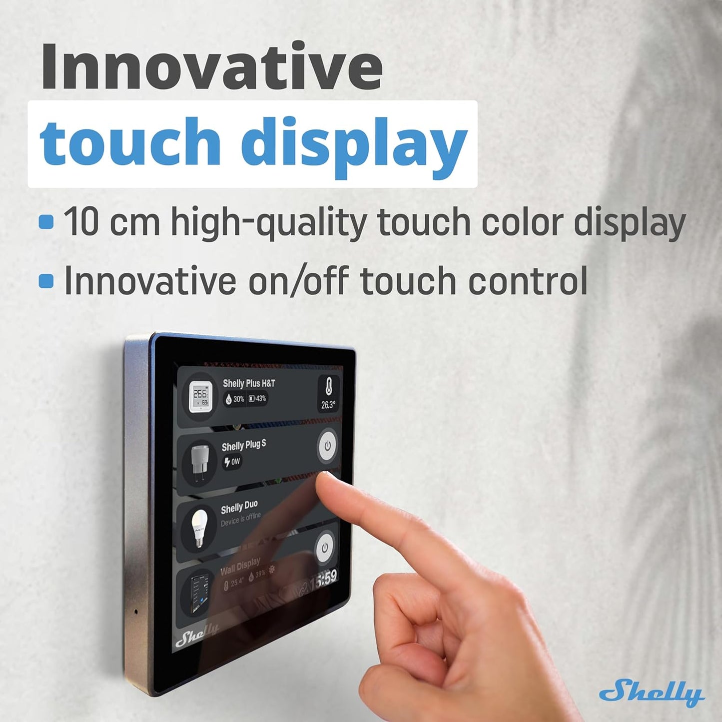 Shelly Wall Display with BLU H&T Temperature & Humidity Sensor