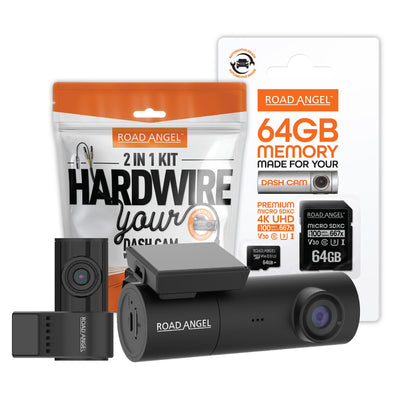 Road Angel Halo Spark Dual Deluxe 1080p Front & Rear Dash Cam with 64GB SD Card & Hardwire Kit