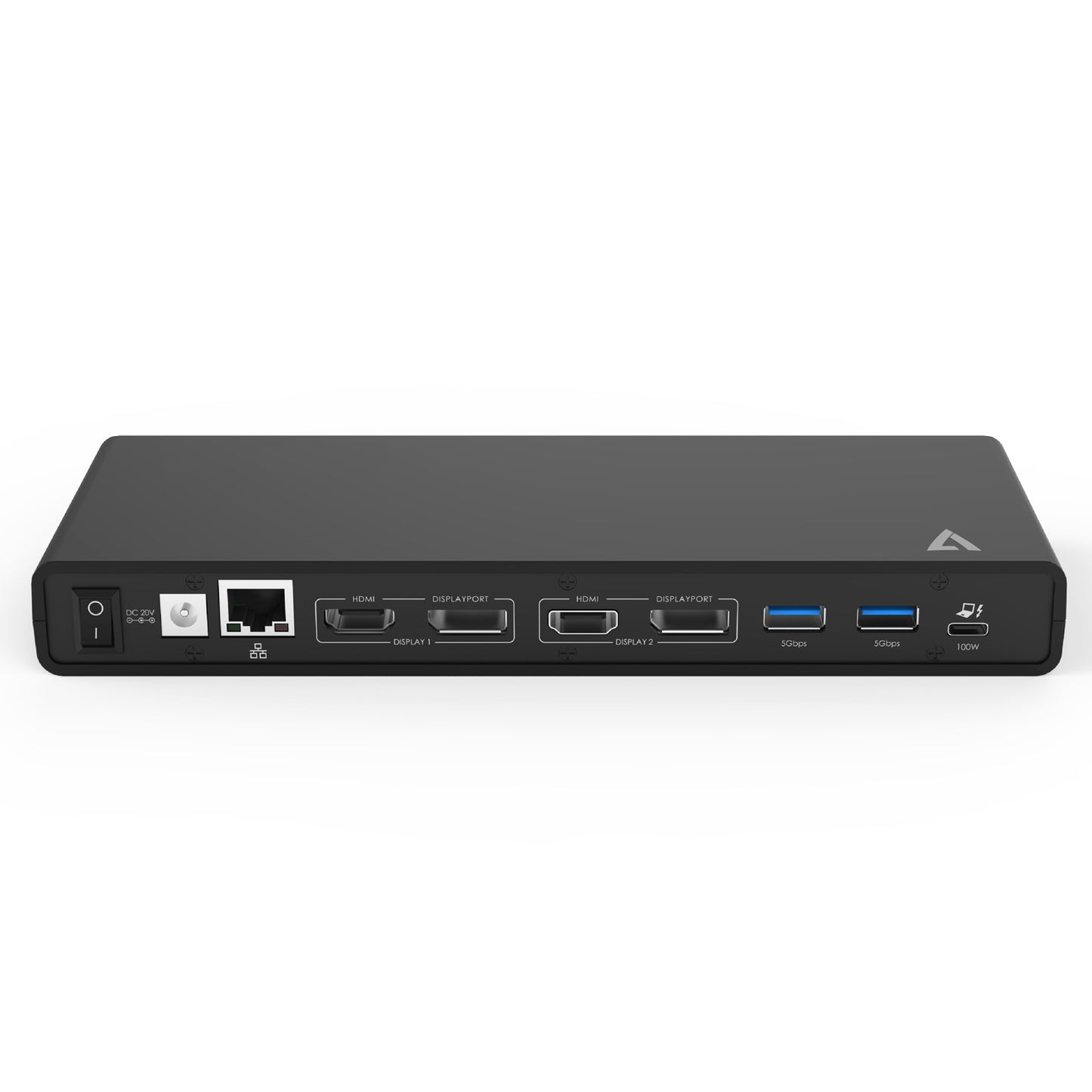 V7 USB-C Dual Display 4K DisplayLink 130W Docking Station with 100W Power Delivery