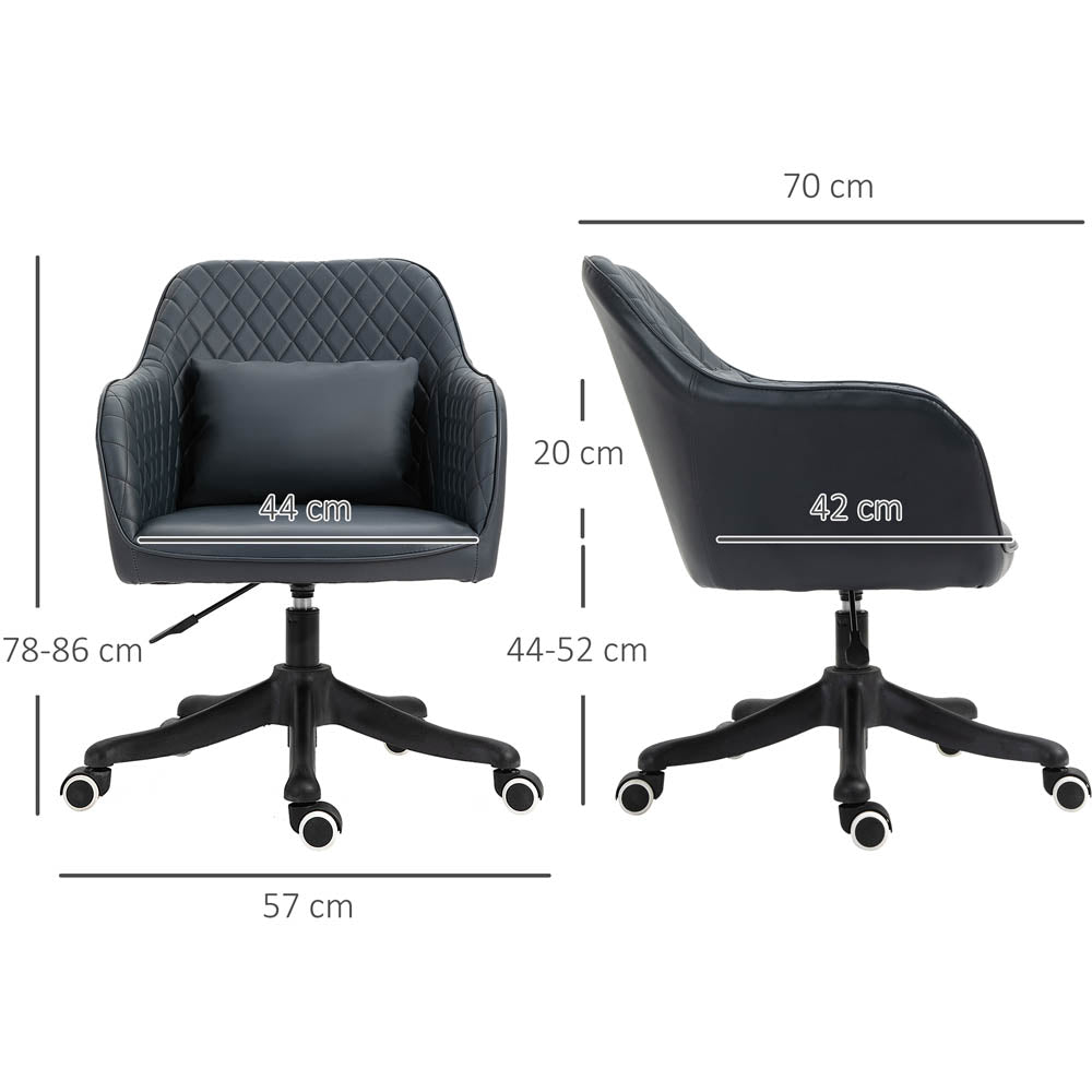 ProperAV Extra Velvet Mid-Back Office Chair with Massage Lumbar Pillow - Deep Blue - maplin.co.uk
