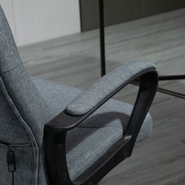 ProperAV Extra Fabric Adjustable Mid-Back Office Chair with Massage Lumbar Support - Grey - maplin.co.uk