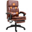 ProperAV Extra PU Leather Adjustable Reclining Executive Office Chair with 7 Point Vibrating Massage & Footrest - Brown - maplin.co.uk